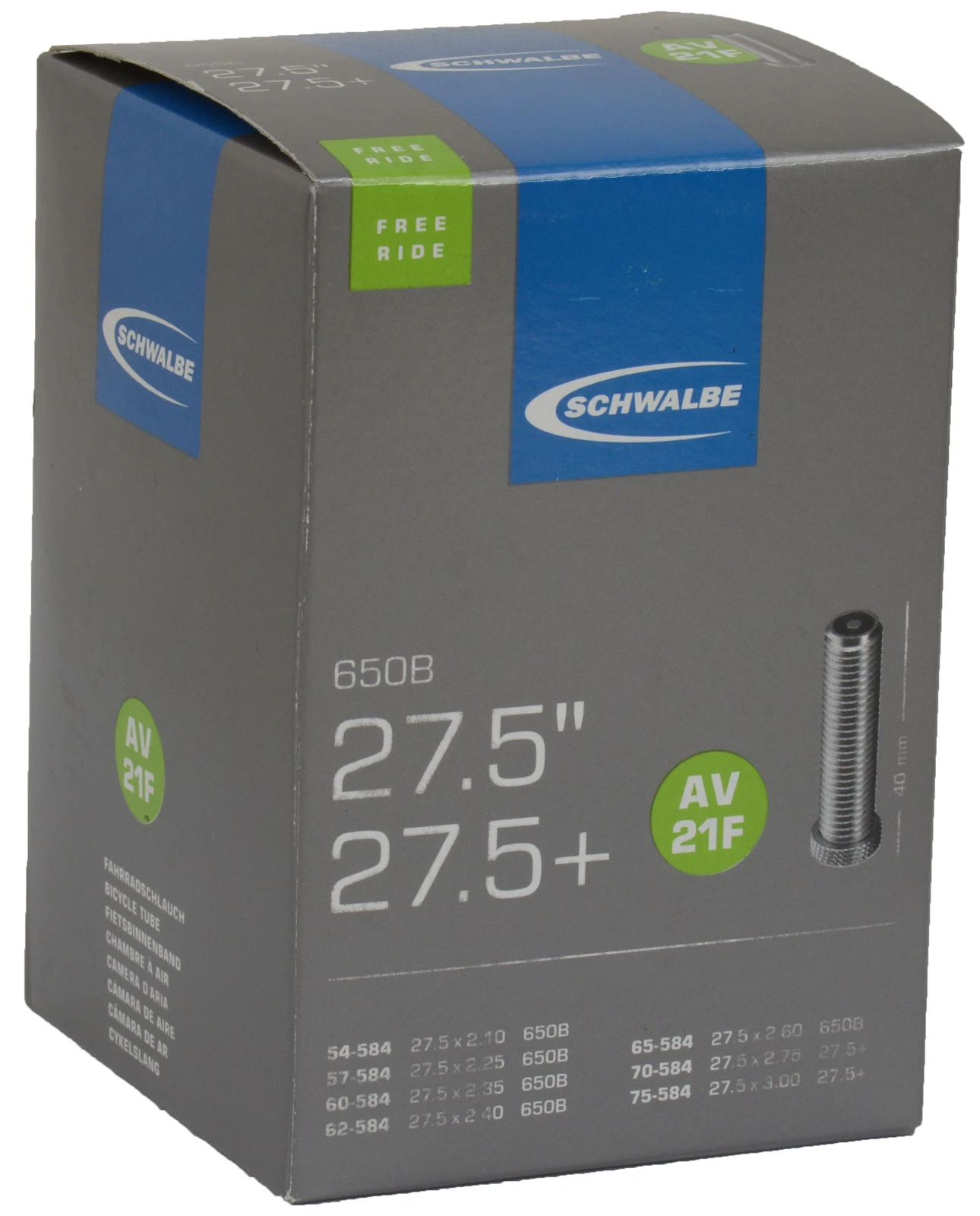 Schwalbe AV 21F Chambre à Air Pour 27,5" / 27,5"+ Freeride 3 Schwalbe AV 21F Chambre à Air Pour 27,5" / 27,5"+ Freeride