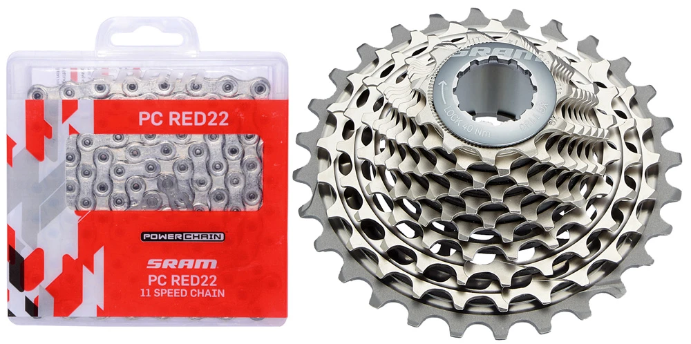SRAM Red XG-1190 Kit D'usure Cassette + PC Red 22 Chaîne 11 Vitesses 3 SRAM Red XG-1190 Kit D'usure Cassette + PC Red 22 Chaîne 11 Vitesses