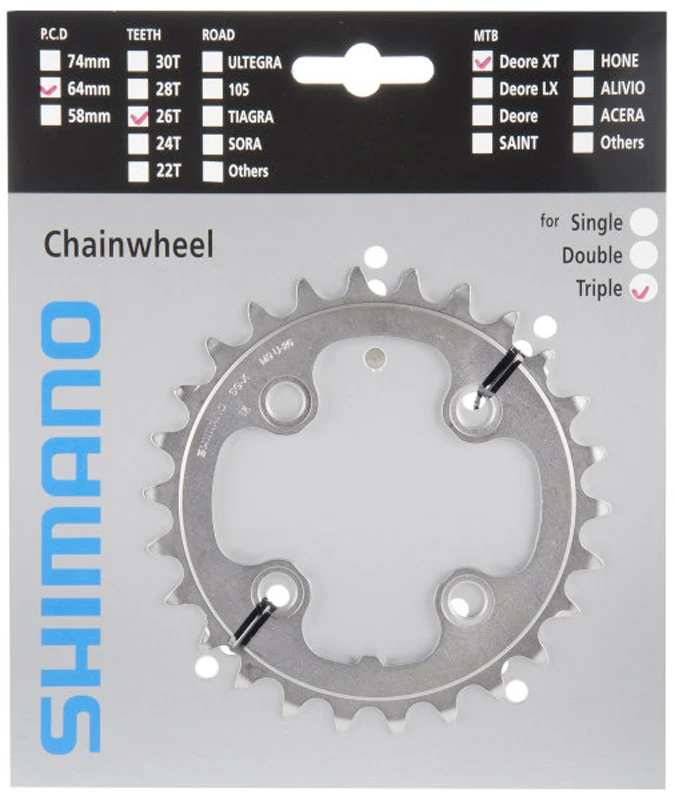 Shimano Plateau XT Pour FC-M771/FC-T780/FC-T781 26T 3 Shimano Plateau XT Pour FC-M771/FC-T780/FC-T781 26T